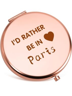 Rose Gold Compact Mirror "I'd Rather Be In Paris"